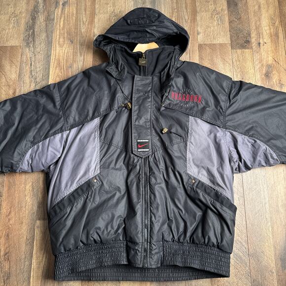 Vintage Georgia Bulldog Bomber Jacket Men's XL Black Nike Down Embroidered 3922 - Picture 1 of 13